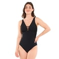 thumbnail image 1 of Captiva Women's Textured V-Neck One Piece Swimsuit, 1 of 8