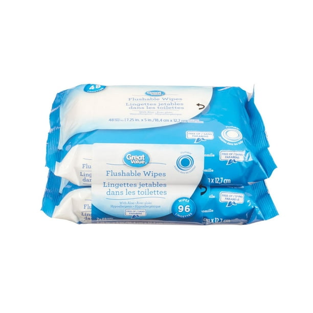 Great Value Flushable Wipes, 96 wipes - Walmart.ca