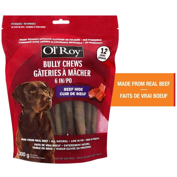 Ol’ Roy 6" Beef Hide Bully Chews, 12 Chews (300 g)