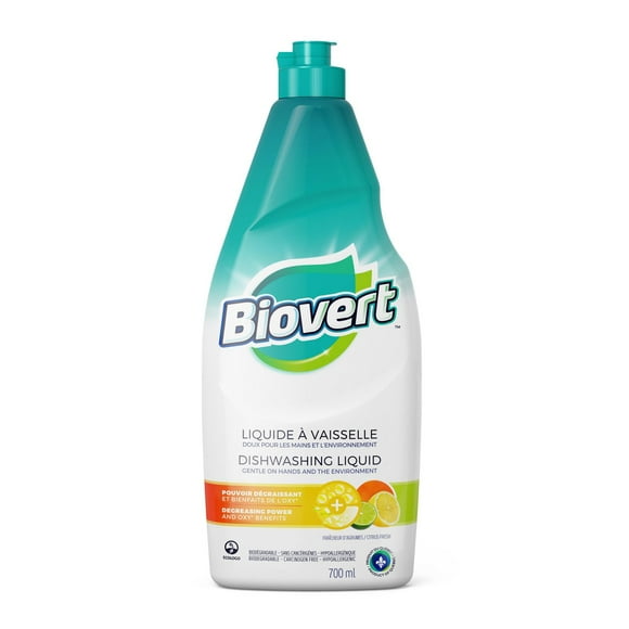 BIOVERT Citrus Dishwashing Liquid Ecologo Certified, 700 ml