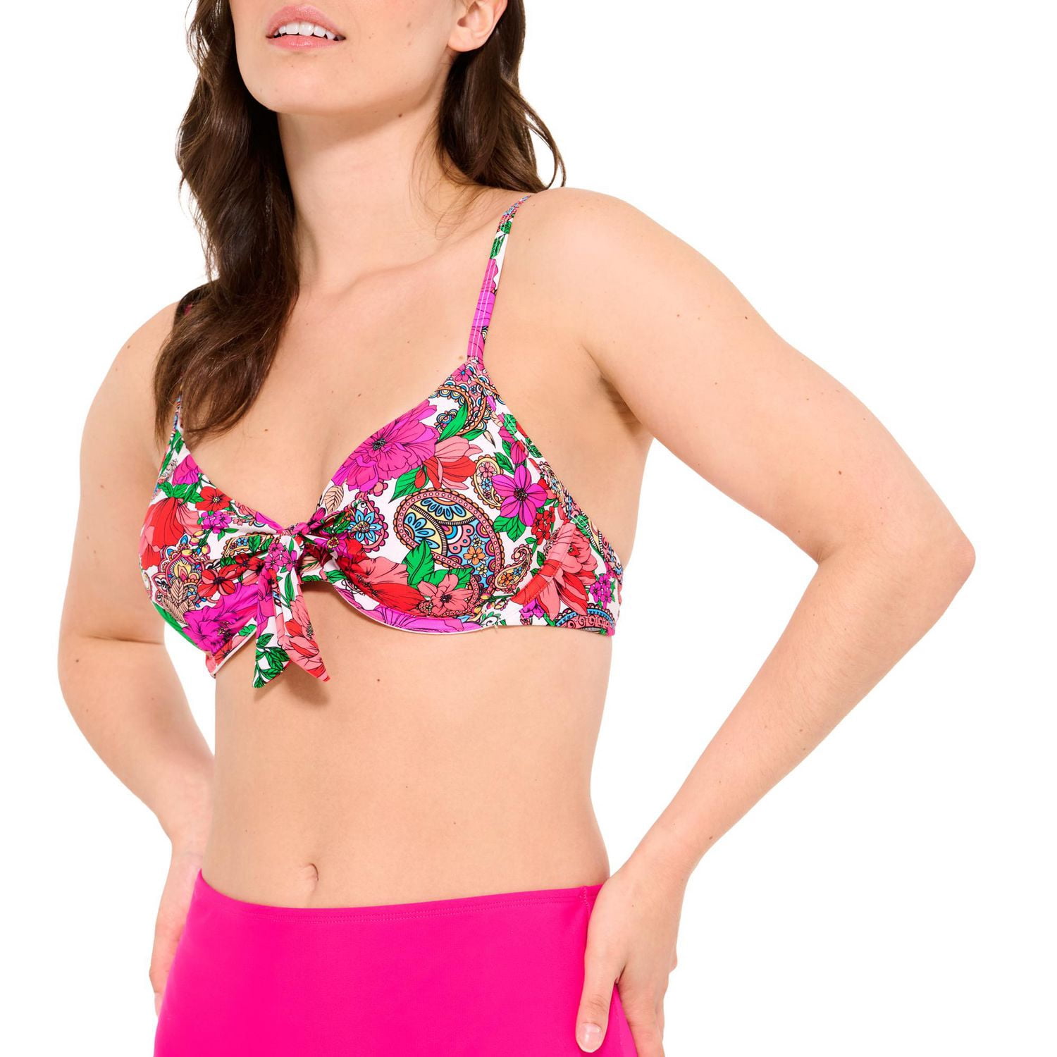 Captiva Women's Floral Underwire Front Tie Bikini Top