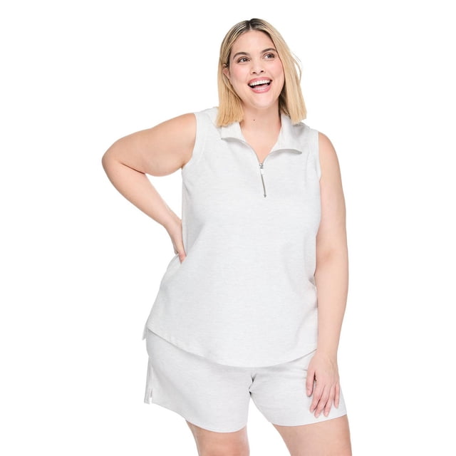 Lane Bryant Women's Plus Sleeveless Quarter Zip Top