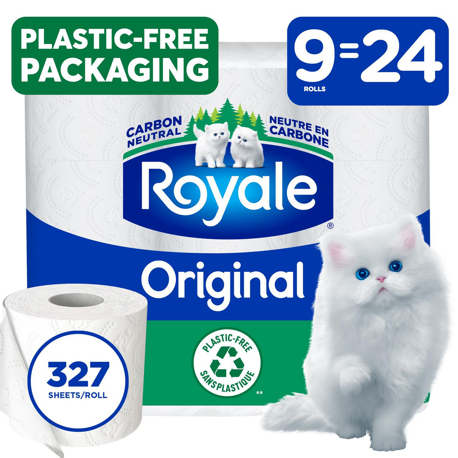 Royale Original Recyclable Paper Pack, 9 Equal 24 Toilet Paper