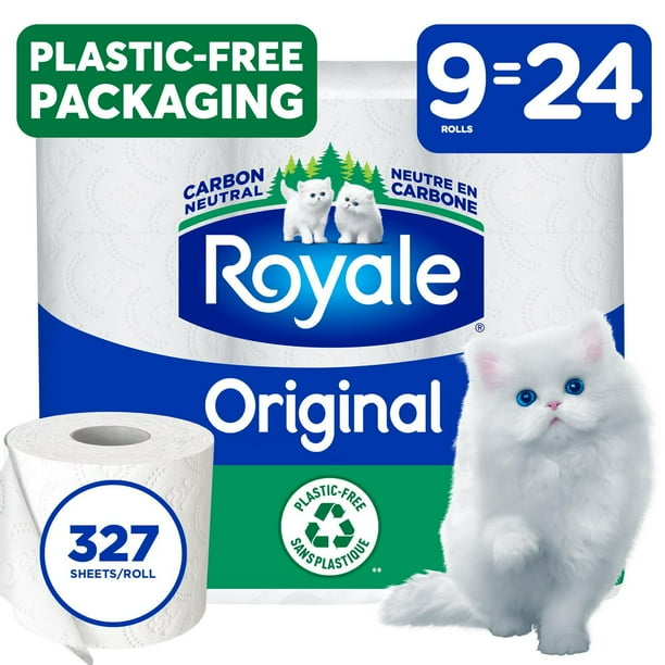 Royale Original en emballage papier recyclable, 9=24 roul. papier hyg. 2-ép., 327 feuilles /roul