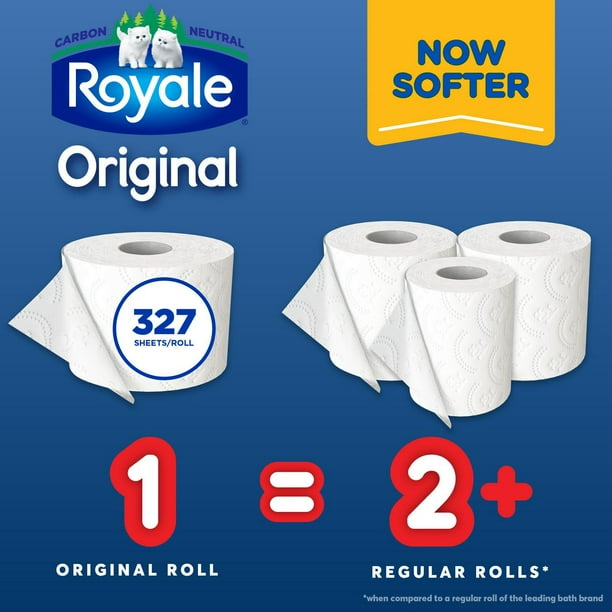 Royale Original Recyclable Paper Pack, 9 Equal 24 Toilet Paper Rolls,  2-Ply, 327 Sheets a Roll
