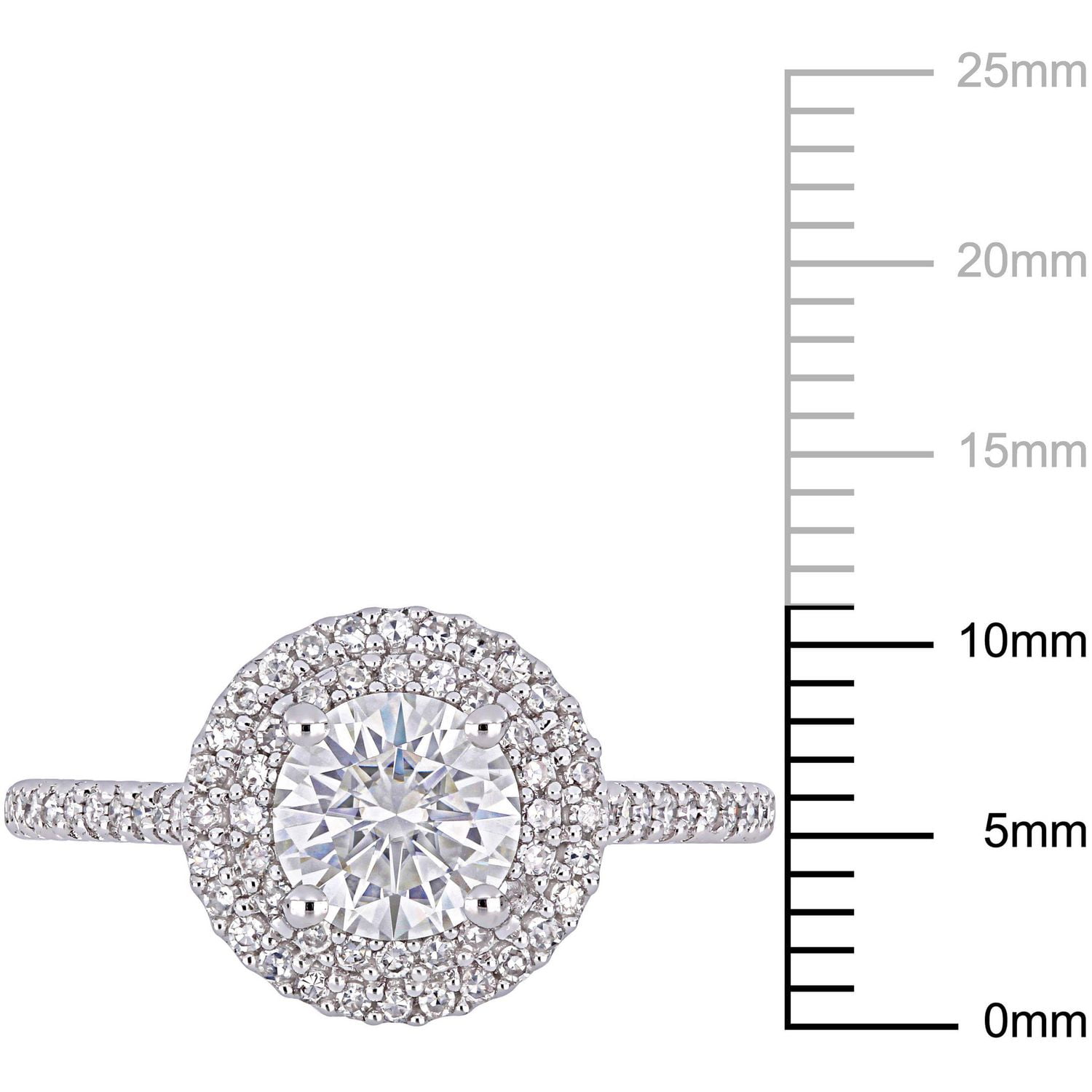 Miabella 1 Carat T.G.W. Moissanite and 1/3 Carat T.W. Diamond 14K White Gold Double Halo Engagement Ring