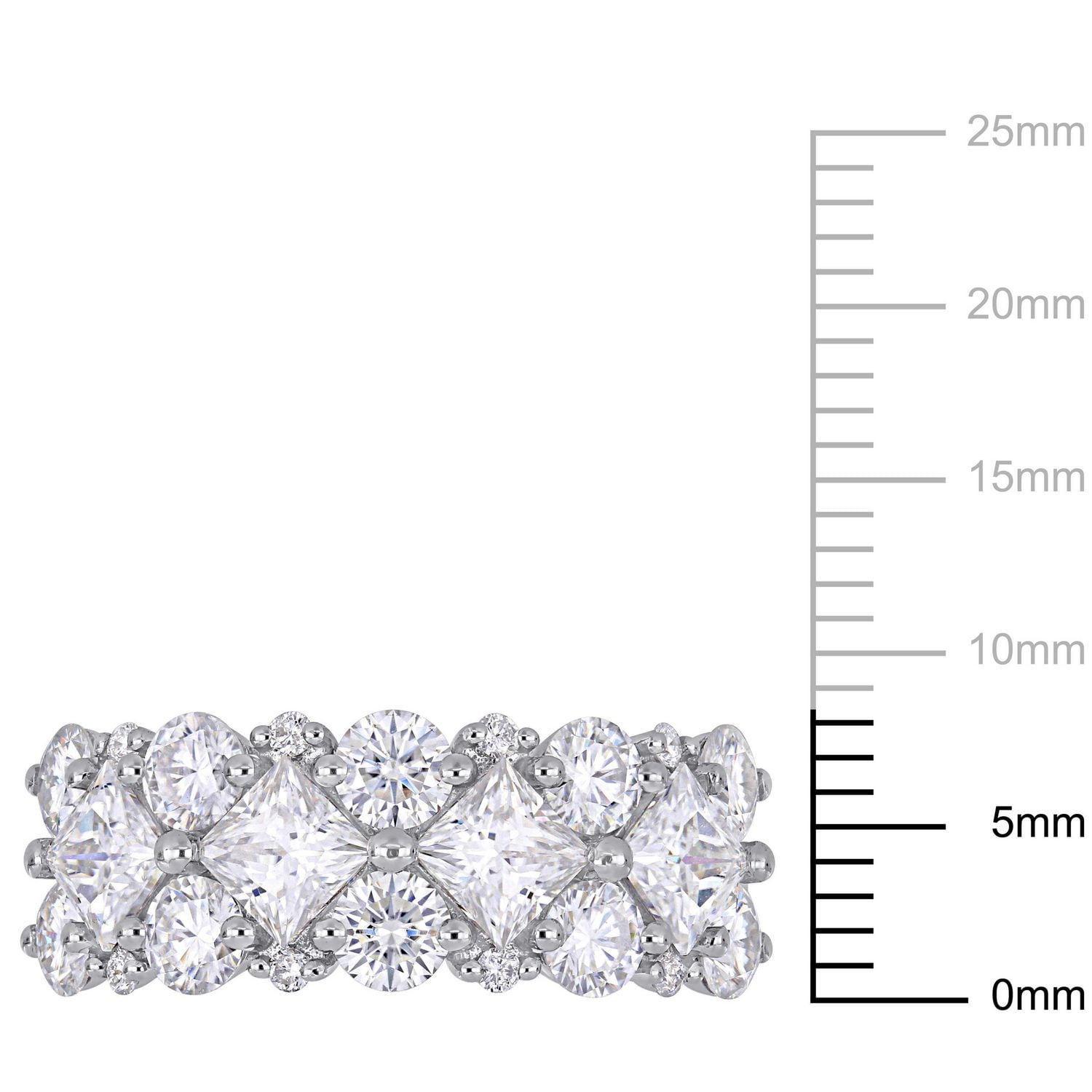 Miabella 3-5/8 Carat T.G.W. Moissanite and 1/10 Carat T.W. Diamond 10K White Gold Semi-Eternity Ring