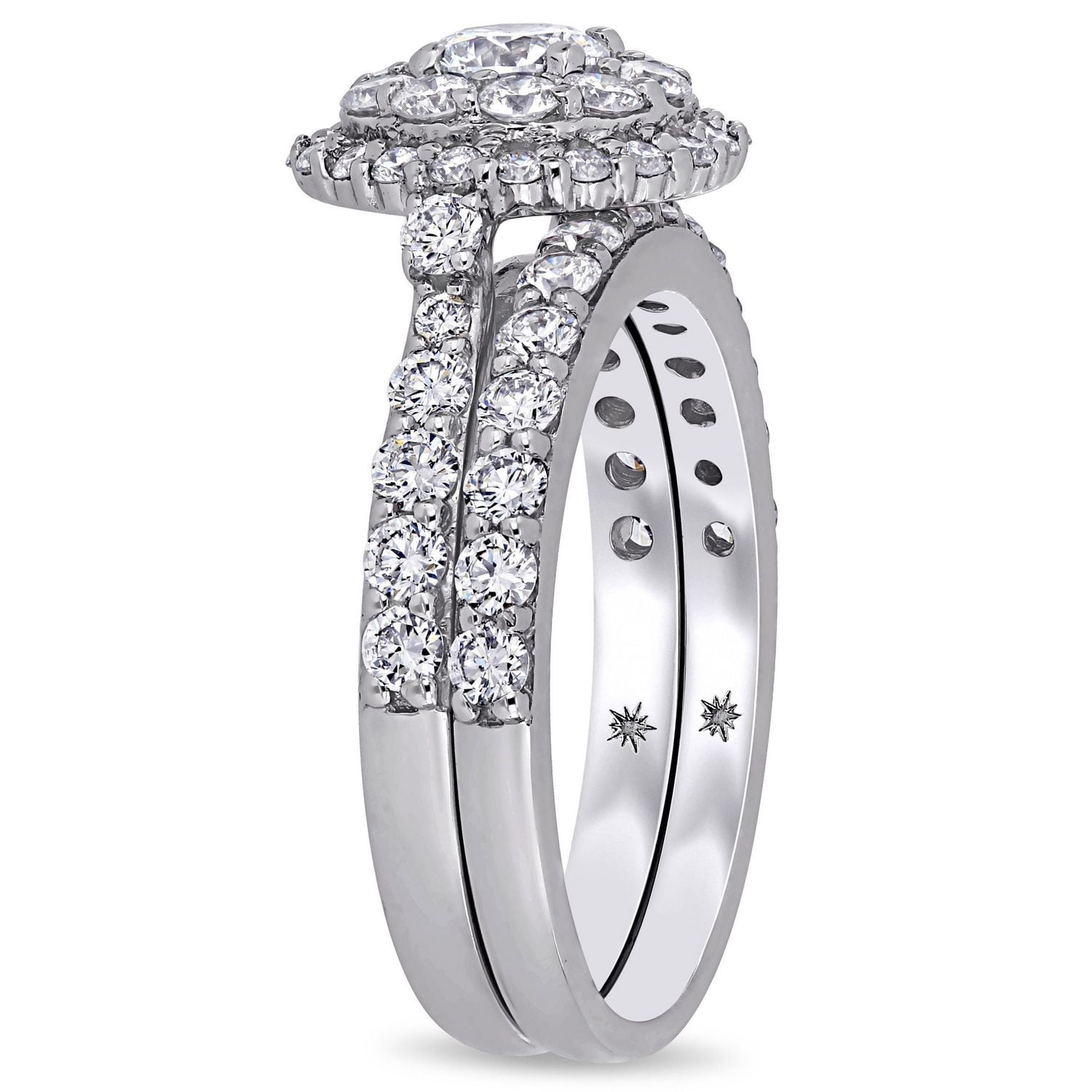 Miabella 1-3/4 Carat T.W. Lab-Grown Diamond 14K White Gold Halo Bridal Ring Set