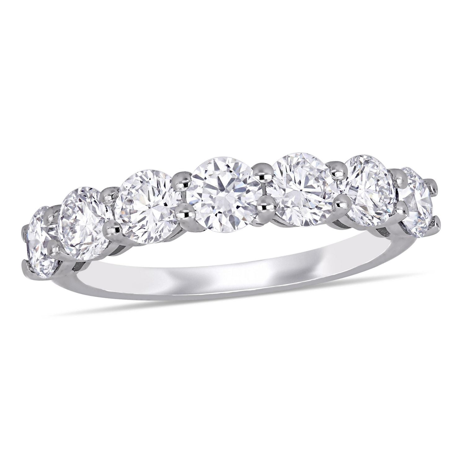 Bague de style semi-éternité Miabella avec diamants de laboratoire 1-3/4 CT poids total en or blanc 14K
