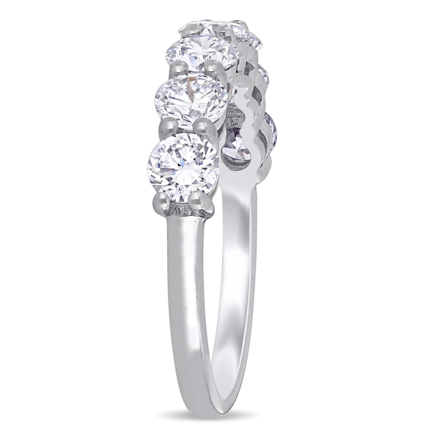 Bague de style semi-éternité Miabella avec diamants de laboratoire 1-3/4 CT poids total en or blanc 14K