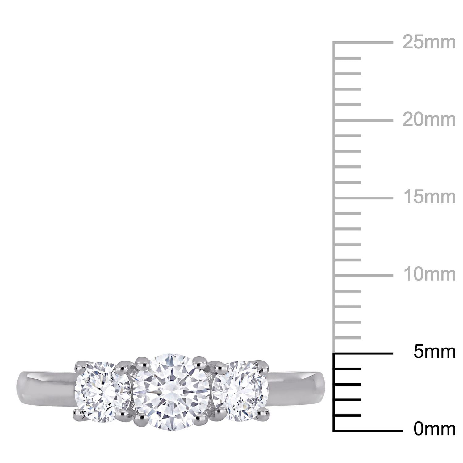 Miabella 1 Carat T.W. Lab-Grown Diamond 14K White Gold 3-Stone Engagement Ring