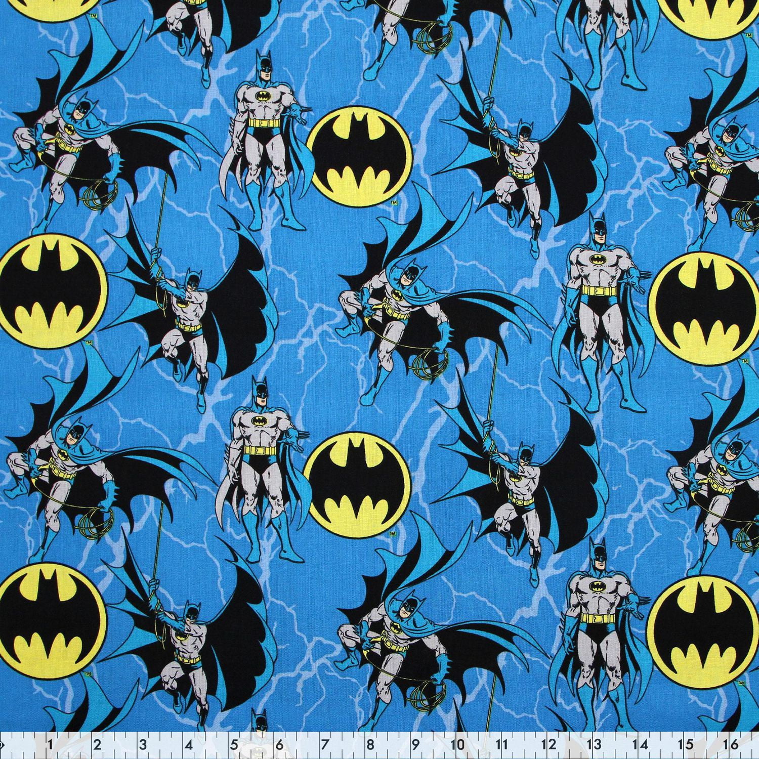 Fabric Creations Blue Batman Action Cotton Fabric by the Metre ...