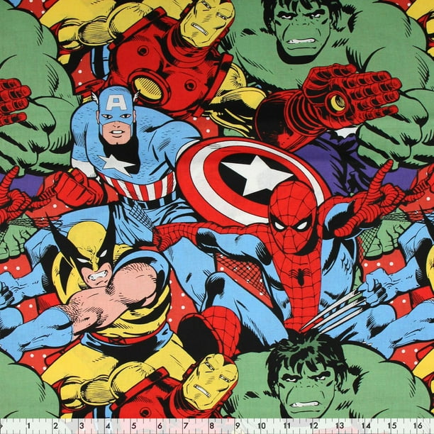 Fabric Creations Multi Marvel Superheroes Cotton Fabric by the Metre ...