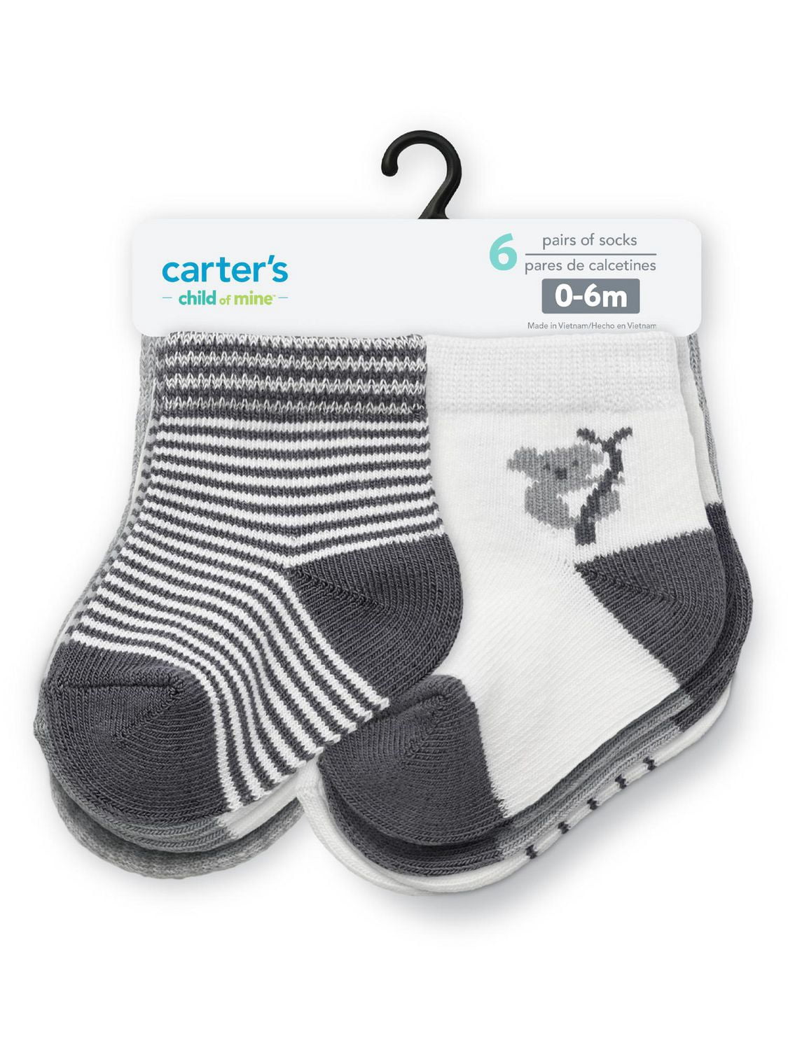 Carter's Child of Mine Infant Boy Koala Crew Socks, 6 Pack