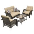 thumbnail image 2 of hometrends Tuscany 4-Piece Cushioned Wicker Conversation Set - Beige, 2 of 8
