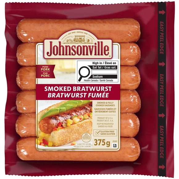 Saucisse bratwurst fumée sans gluten de Johnsonville 375g