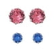 Ti Amo Ens. clous d'oreilles pour femmes aux cristaux bleus et roses – image 1 sur 2