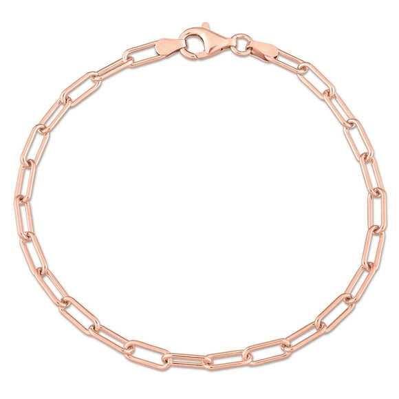 Bracelet de Miabella chaîne à paperclip maillons ovales en argent sterling plaqué en or rose 18K