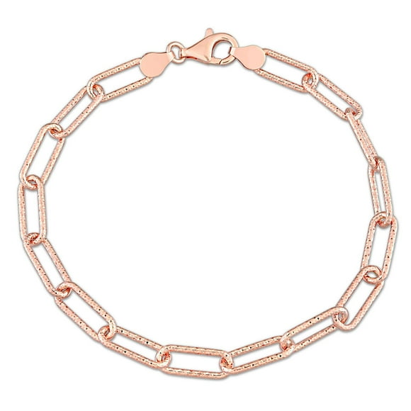 Miabella Men's 18k Rose Gold Plated Sterling Silver Oval Link Fancy Paperclip Bracelet
