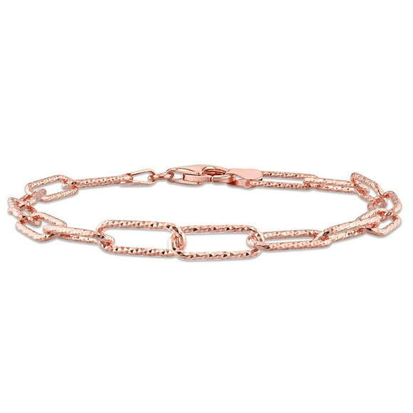 Bracelet de Miabella chaîne à paperclip maillons ovales en argent sterling plaqué en or rose 18K