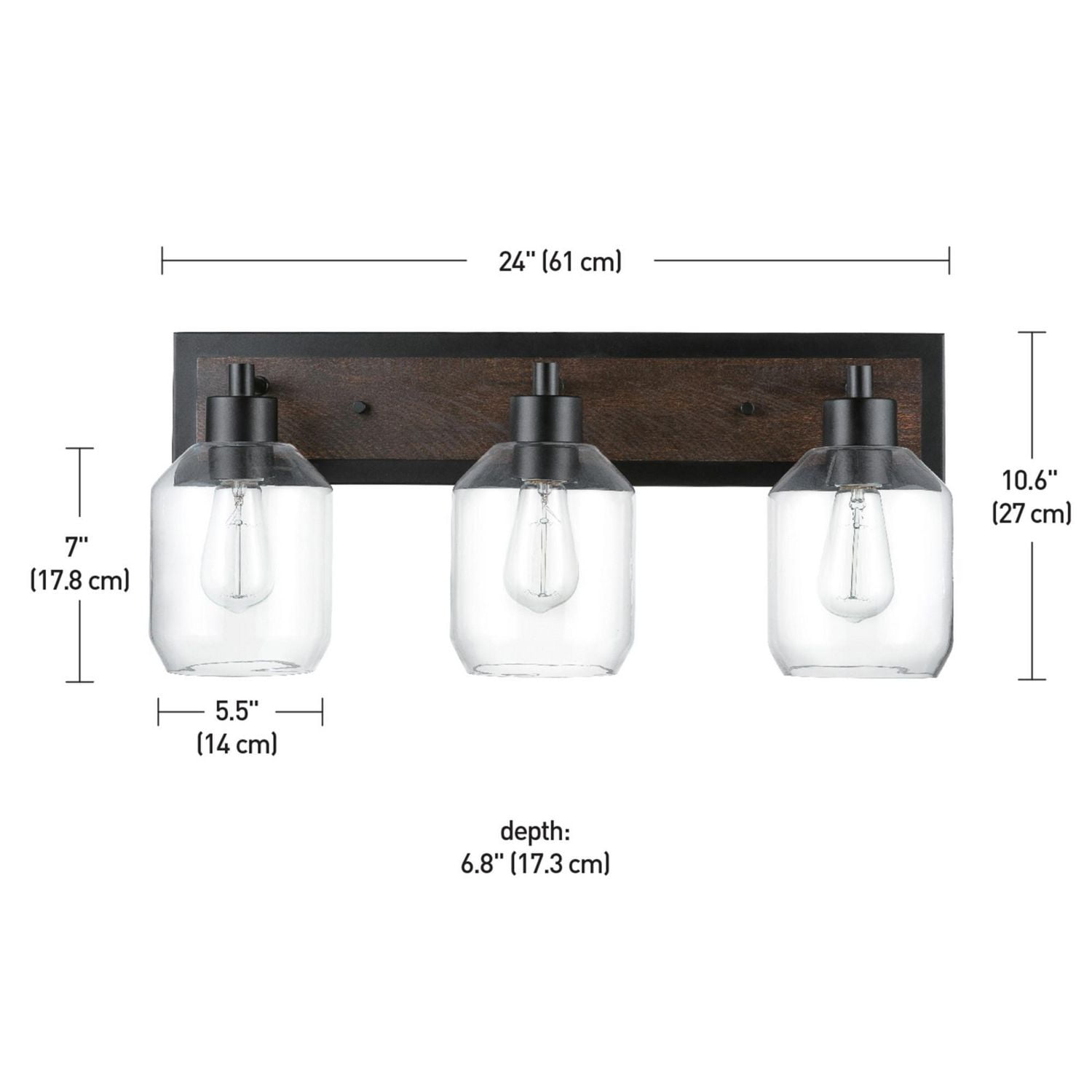 Wood and metal 2024 vanity light