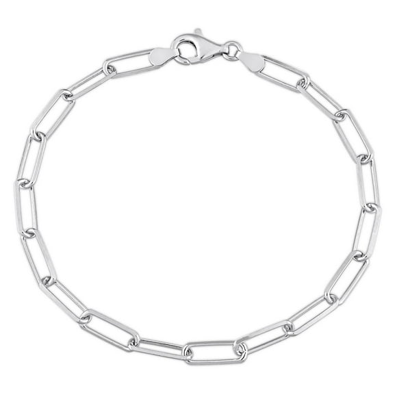Miabella Men's Sterling Silver Diamond Cut Oval Link Fancy Paperclip Bracelet