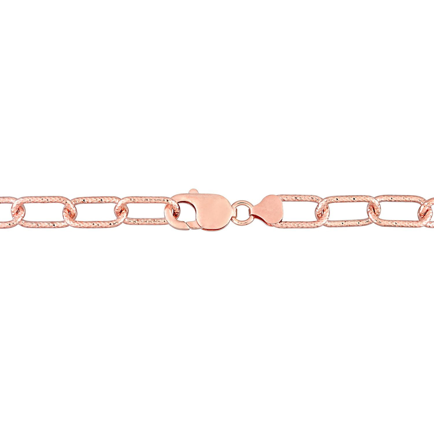 Collier chaîne paperclip unisexe de Miabella en argent sterling plaqué en or rose 18K