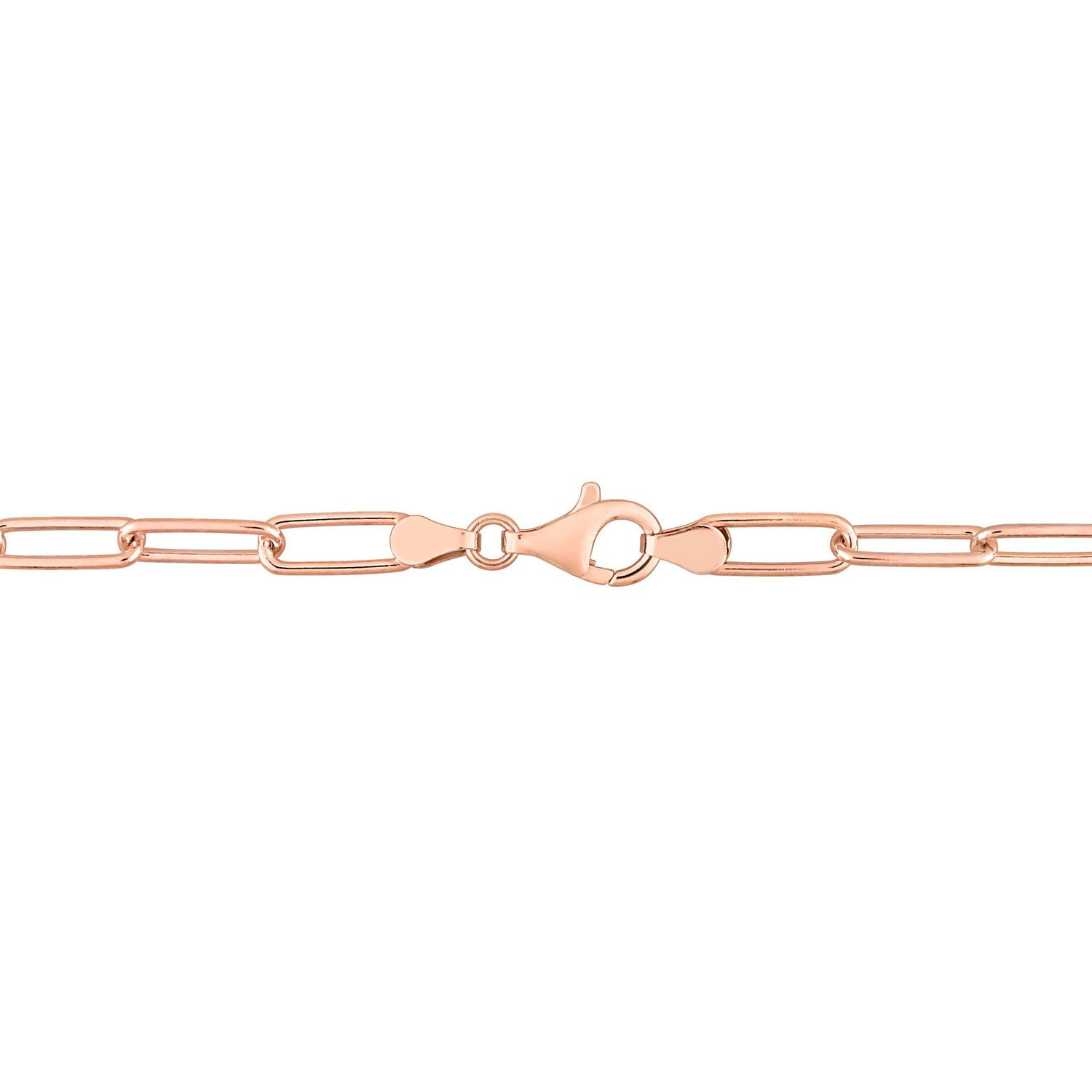 Miabella 18k Rose Gold Plated Sterling Silver Paperclip Necklace