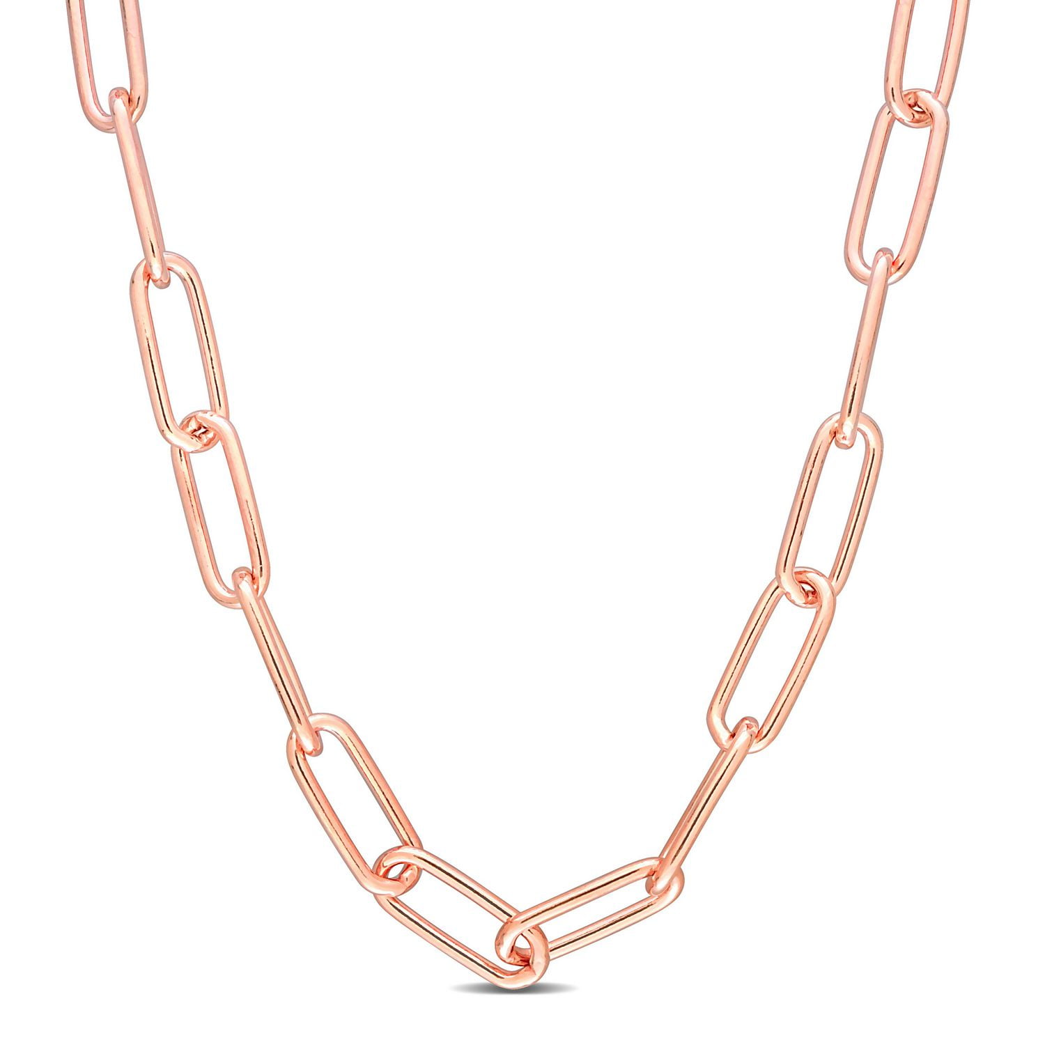 Collier chaîne paperclip de Miabella en argent sterling plaqué en or rose 18k