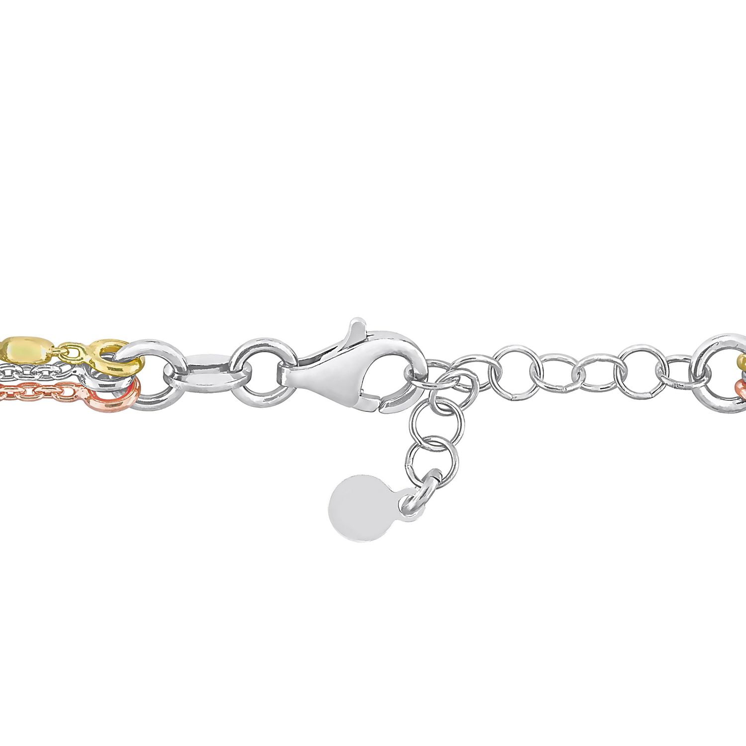 Miabella 18k Three-Tone Gold Plated Sterling Silver Multi-Strand Station Bracelet