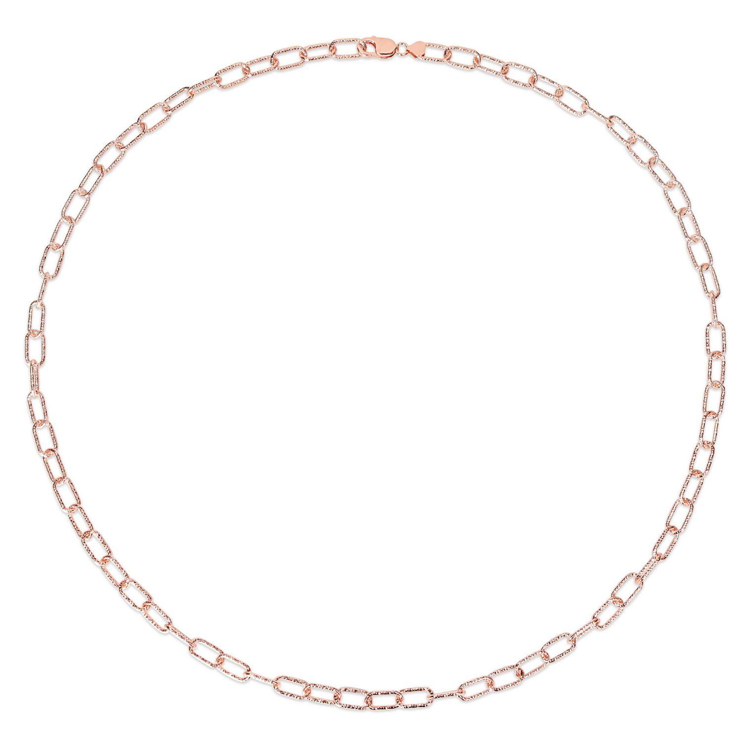 Collier chaîne paperclip unisexe de Miabella en argent sterling plaqué en or rose 18K