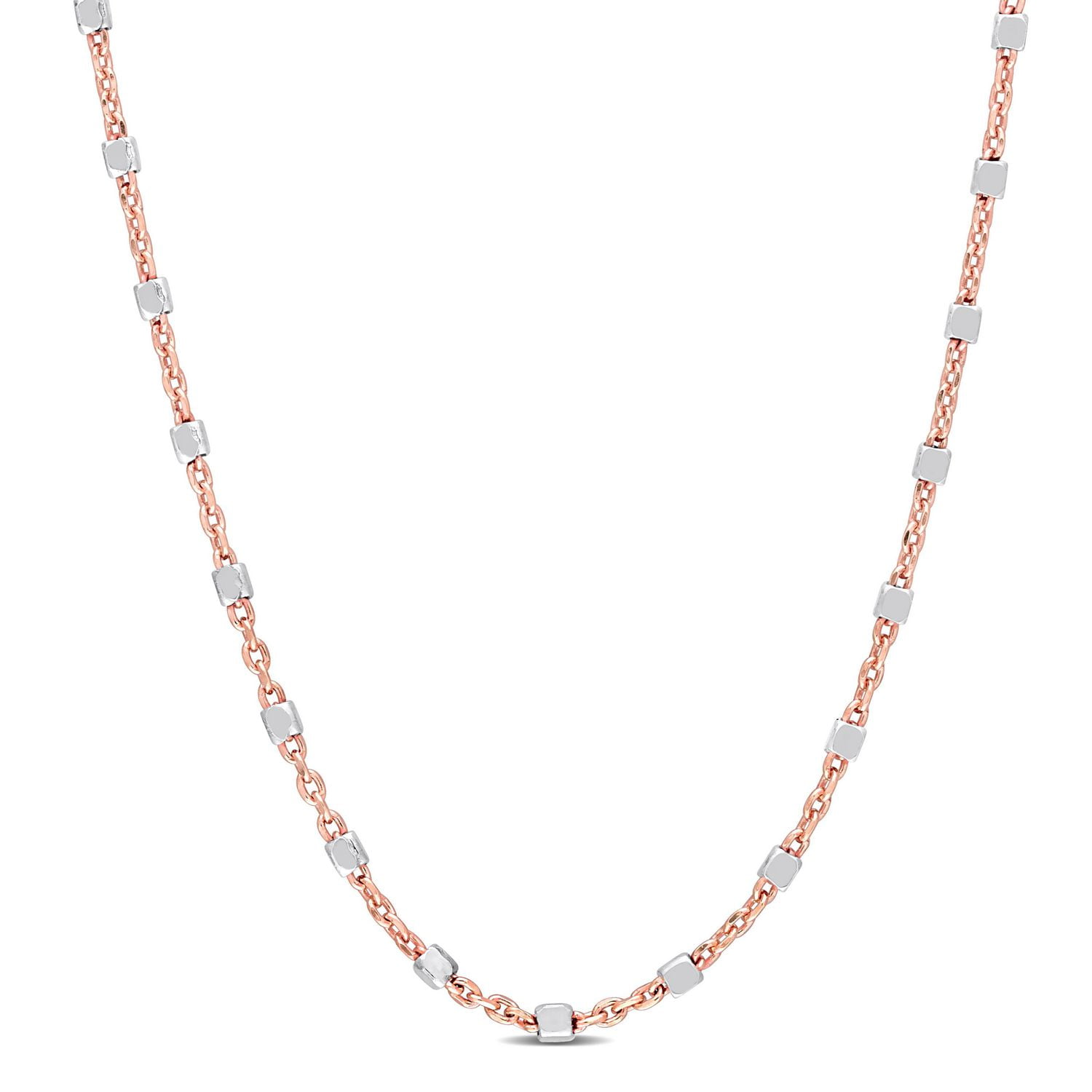 Miabella 18k Rose Gold Plated Sterling Silver Bead Station Necklace