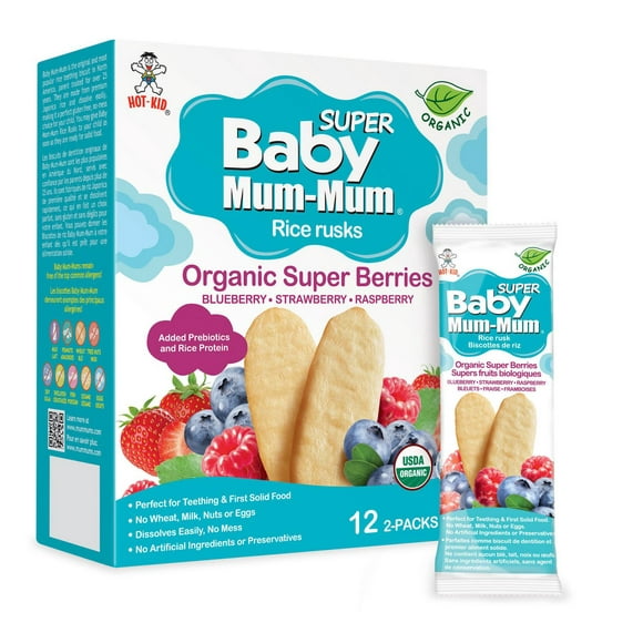 Baby Mum-Mum Super Fruits Tropicaux Biologiques 50g / 12 emballages de 2