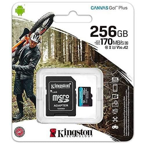 Kingston 256GB microSDXC Canvas Go Plus 170MB/s Read UHS-I, C10, U3, V30,  A2/A1 Memory Card + Adapter (SDCG3/256GB)