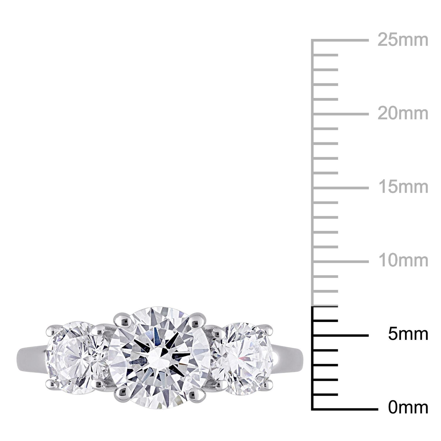 Miabella 3-3/4 Carat T.G.W. Cubic Zirconia Sterling Silver 3-Stone Engagement Ring