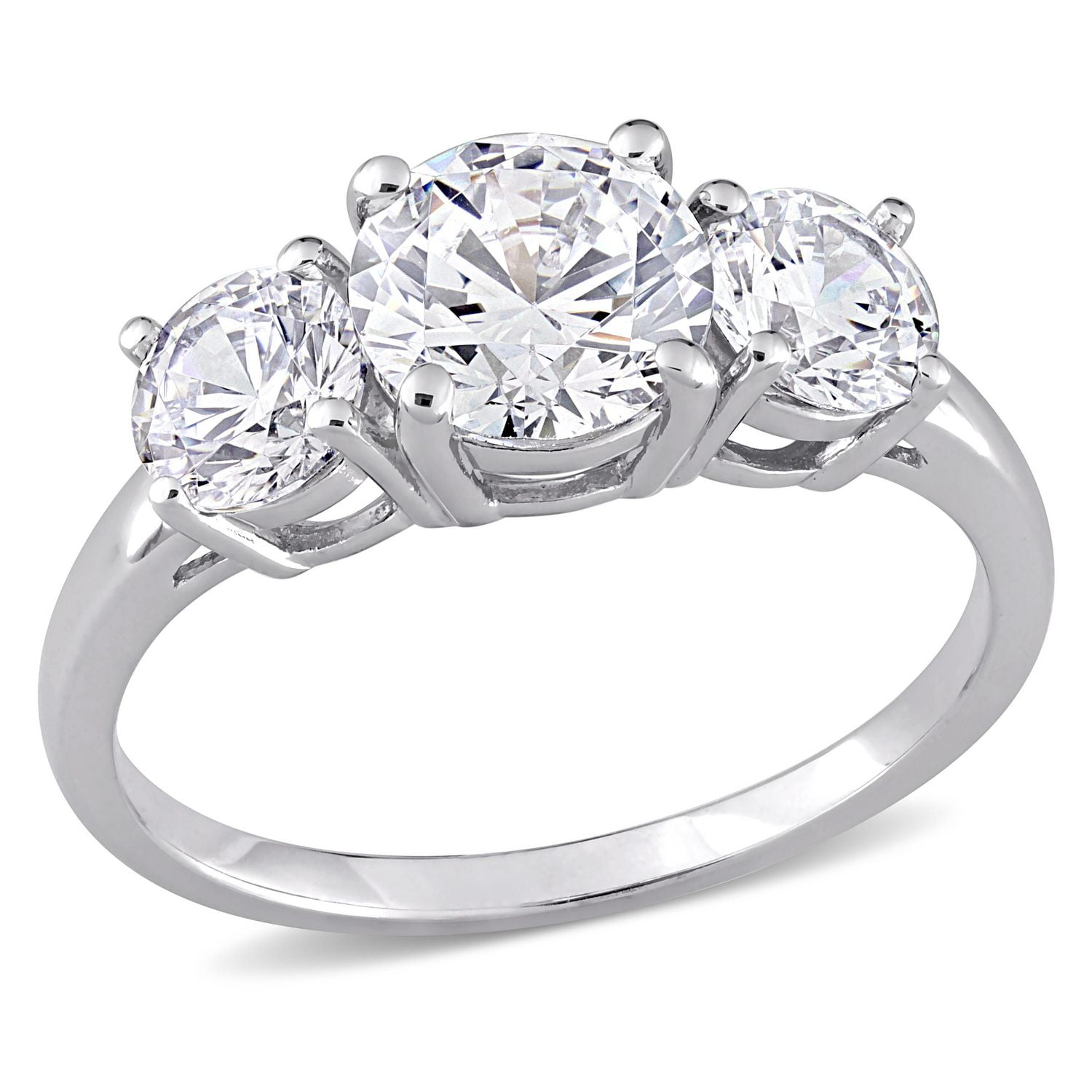 Miabella 3-3/4 Carat T.G.W. Cubic Zirconia Sterling Silver 3-Stone Engagement Ring
