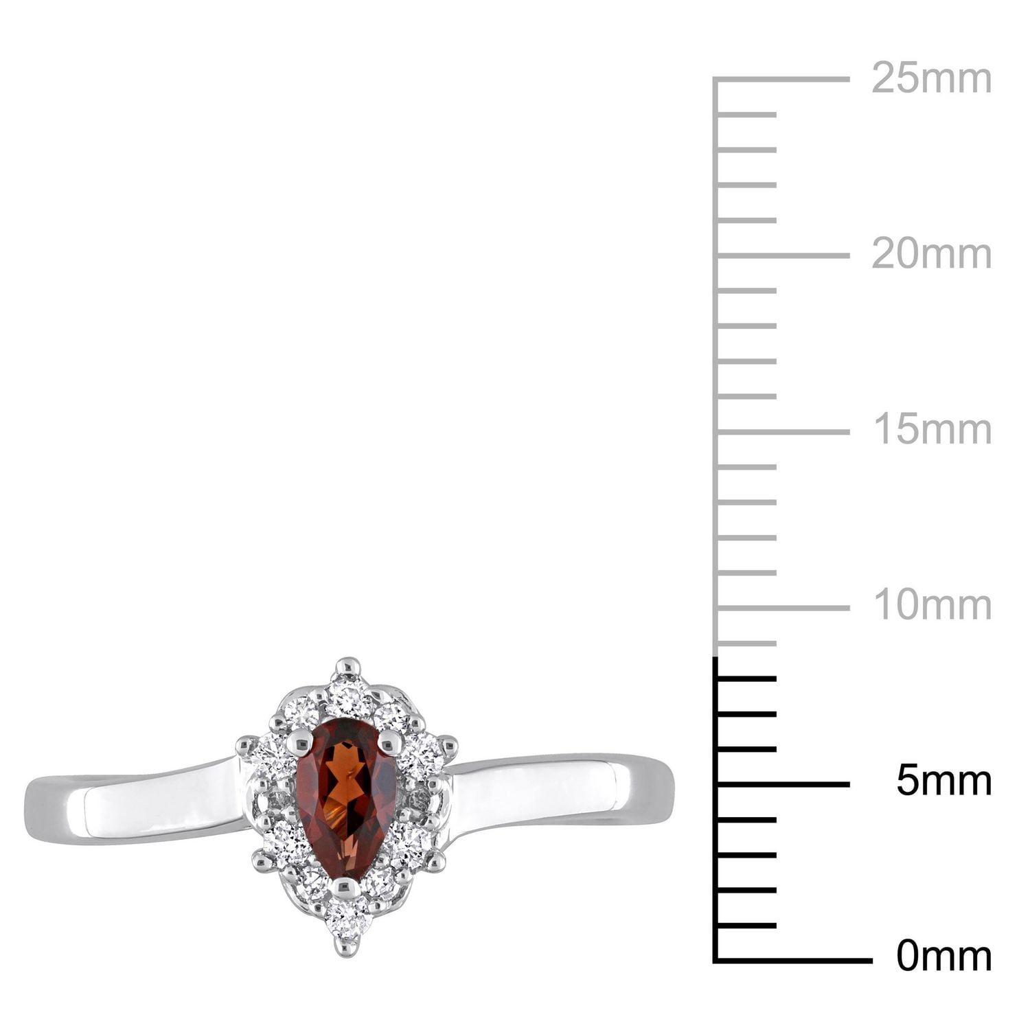Bague de promesse à aureole de Miabella avec 1/4 Carat PBT de Grenat et 1/10 Carat P.T. de diamants en argent sterling