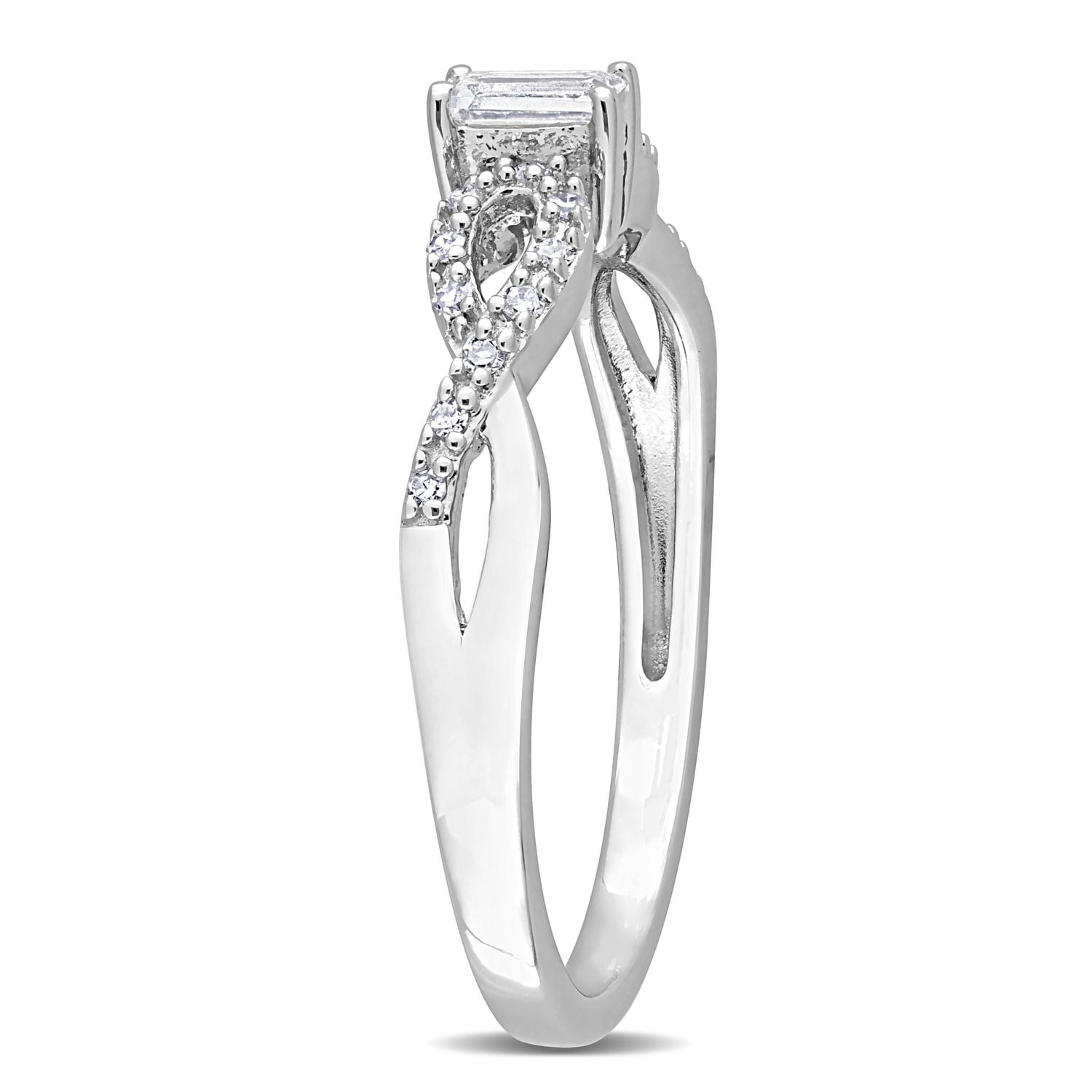 Miabella 1/5 Carat T.G.W. Created White Sapphire and 1/10 Carat T.W. Diamond Sterling Silver Infinity Promise Ring