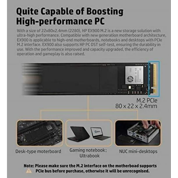 HP EX900 Plus NVMe M.2 SSD 2TB PCIe 3.0 2280 3D NAND Internal
