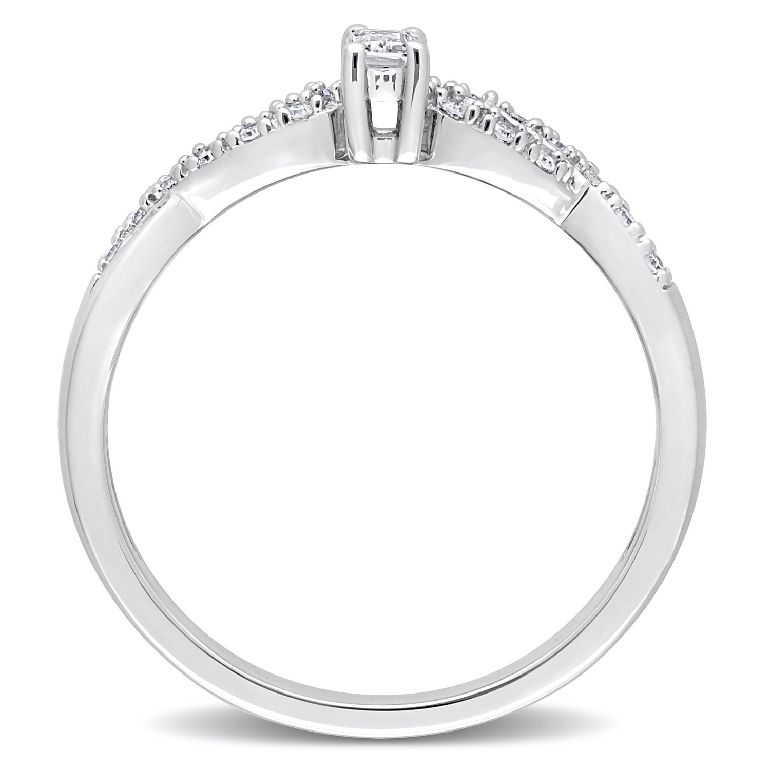 Miabella 1/5 Carat T.G.W. Created White Sapphire and 1/10 Carat T.W. Diamond Sterling Silver Infinity Promise Ring