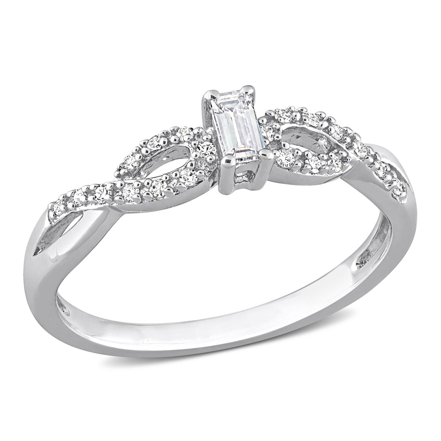 Miabella 1/5 Carat T.G.W. Created White Sapphire and 1/10 Carat T.W. Diamond Sterling Silver Infinity Promise Ring