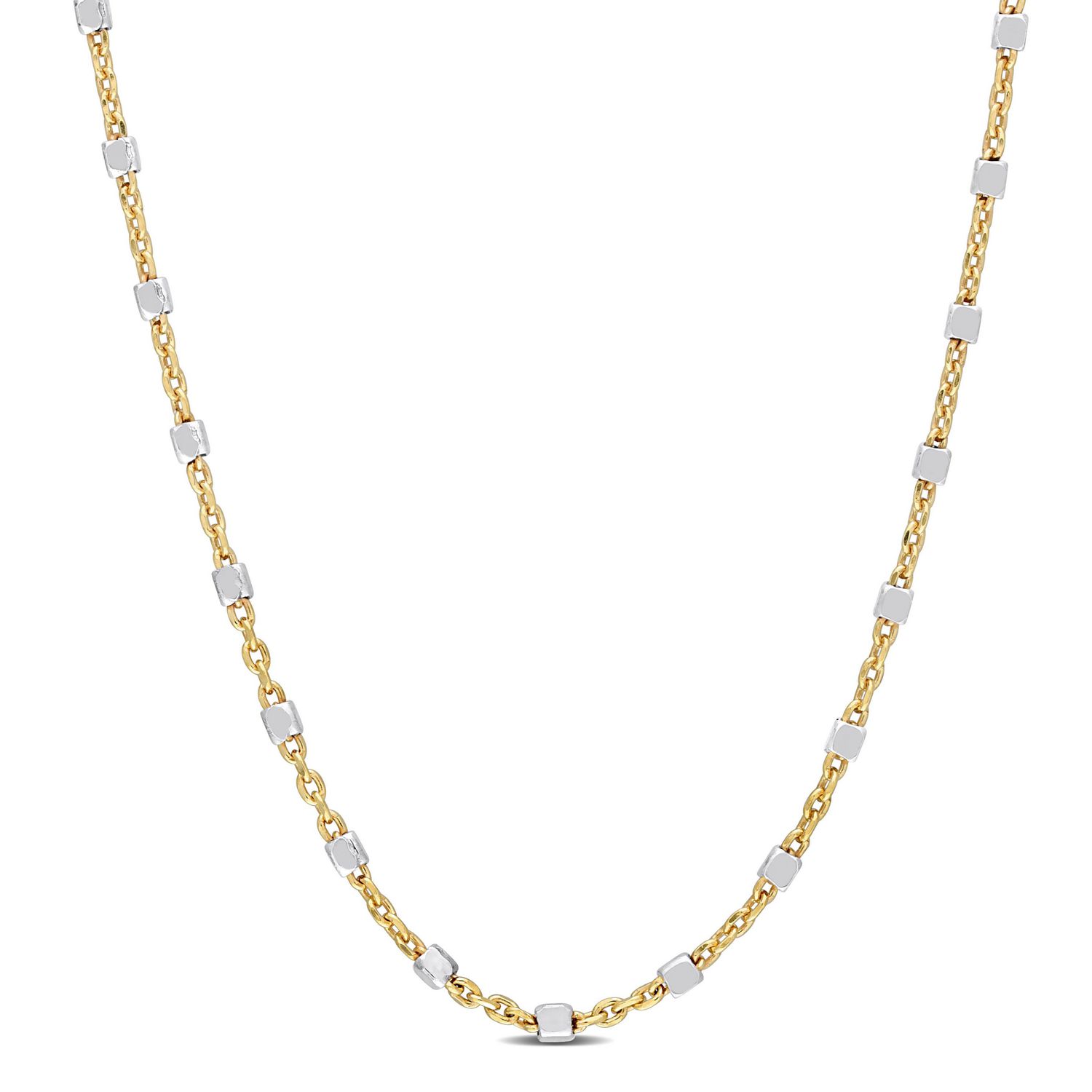 Collier chaîne station de perlée de Miabella en argent sterling plaqué en or jaune 18K