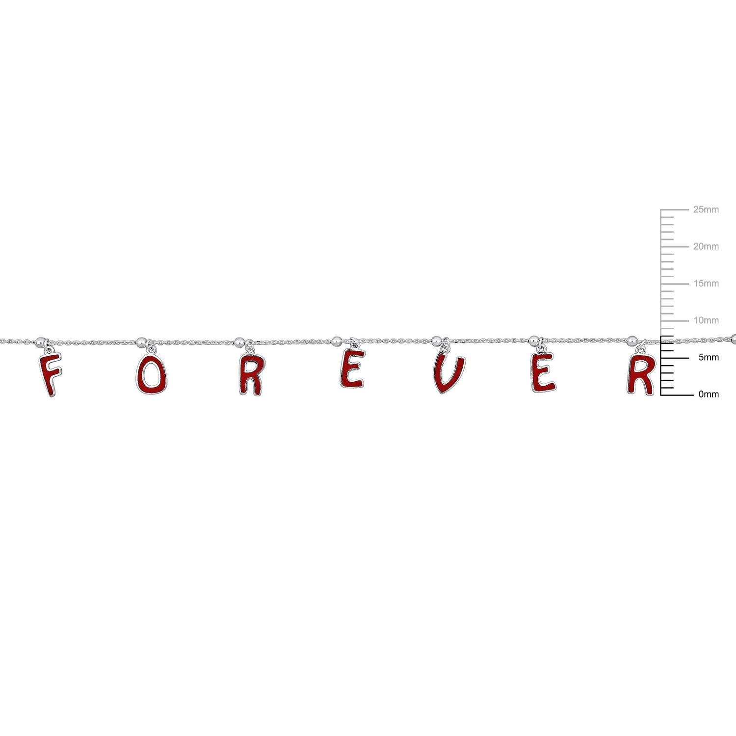 Miabella Sterling Silver Red Enamel Love Forever Charm Bracelet