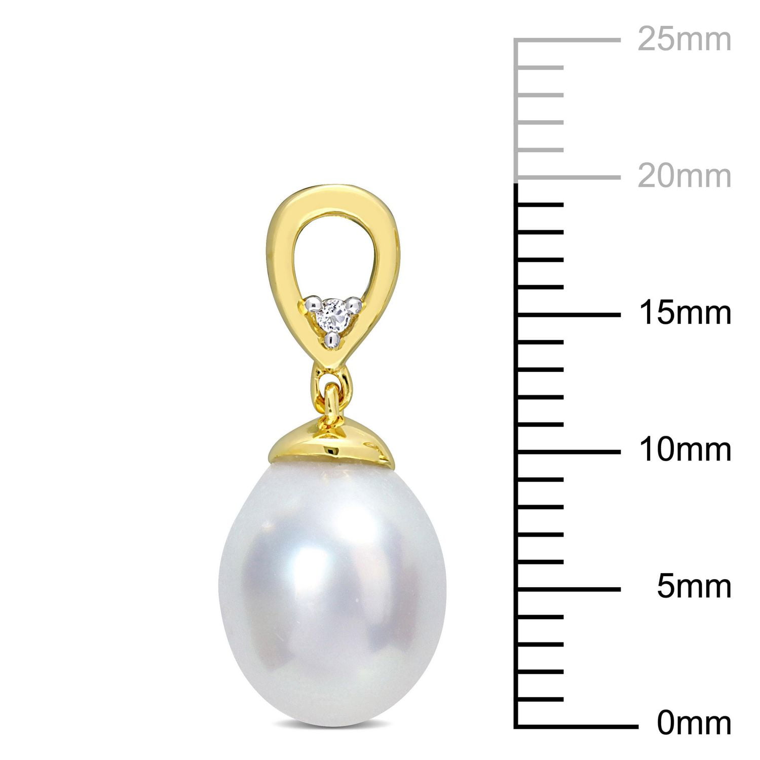 Miabella South Sea Cultured Pearl and White Topaz Yellow Gold Flash Plated Sterling Silver Drop Earrings