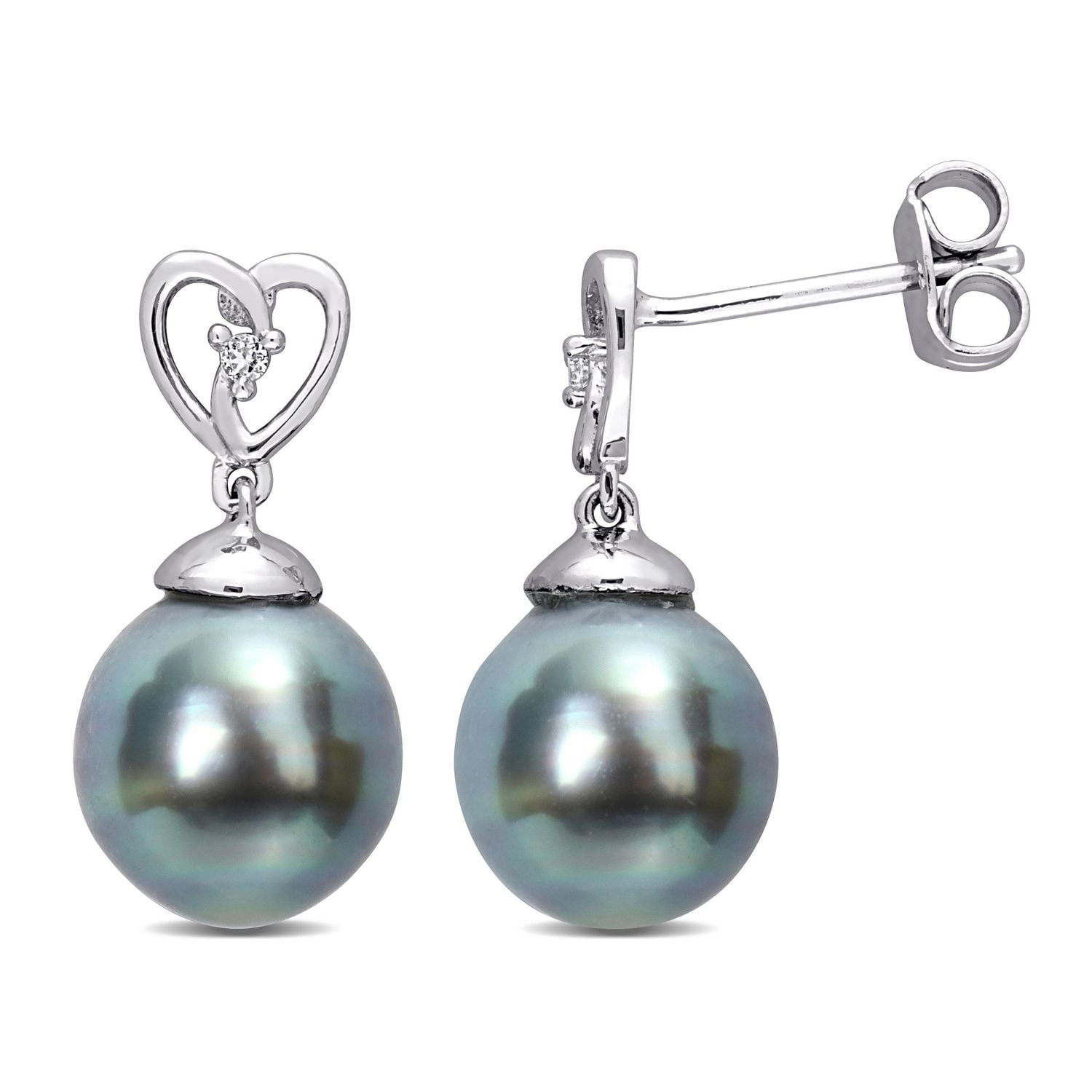 Boucles d'oreilles coeur goutte de Miabella avec Perle de culture mers du Sud et topaze blanche en argent sterling