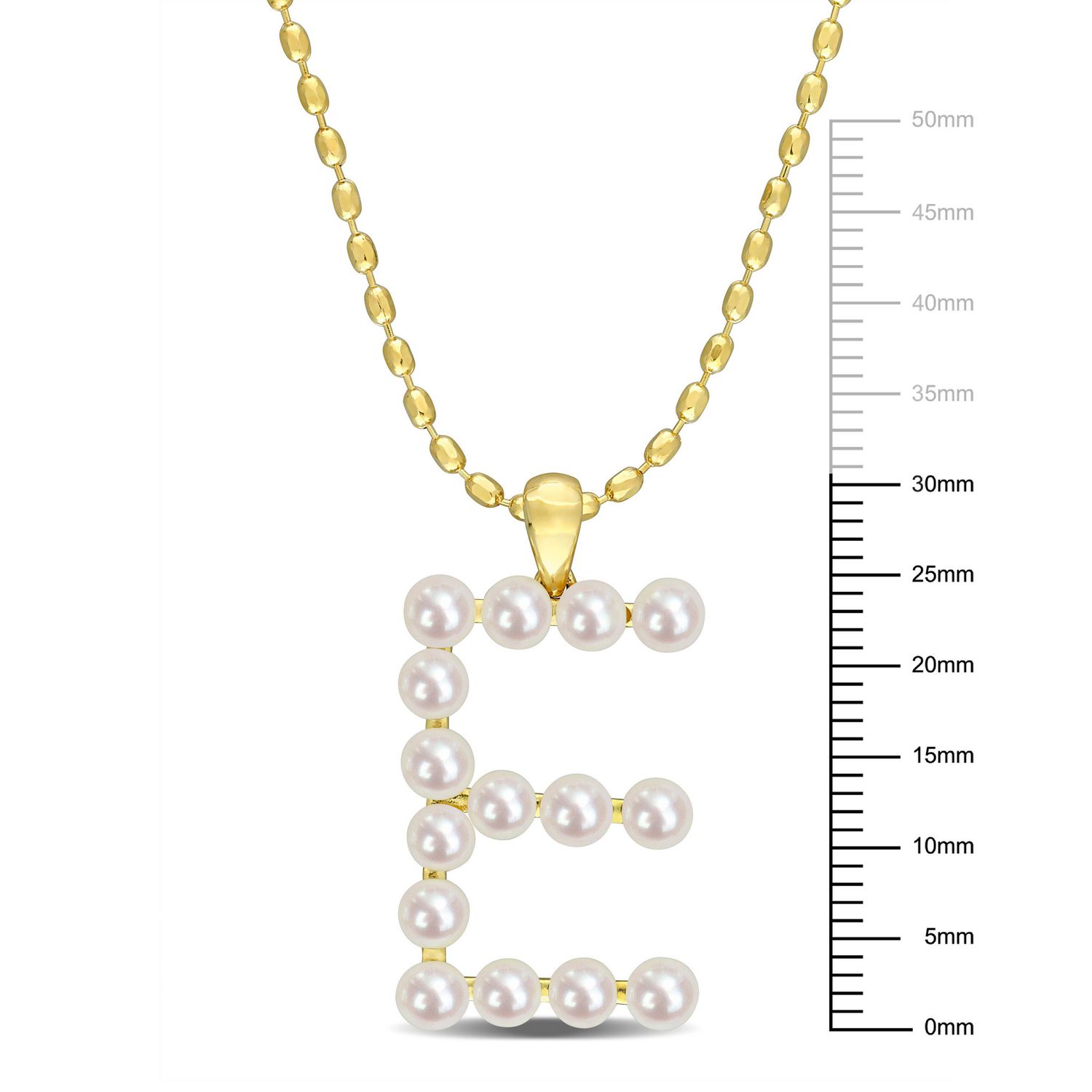 Collier initiale de Miabella avec perles culture d'eau douce en argent sterling plaqué en jaune