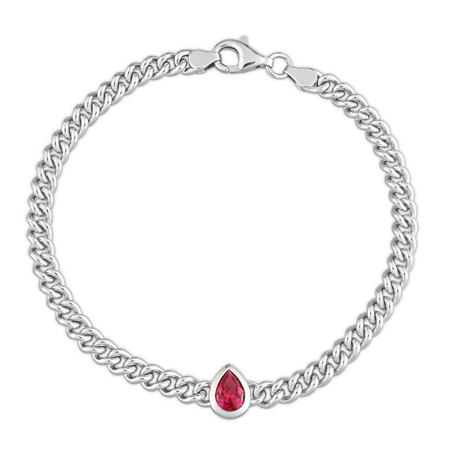 Miabella 1-1/7 Carat T.G.W. Created Ruby Sterling Silver Curb Link Bracelet