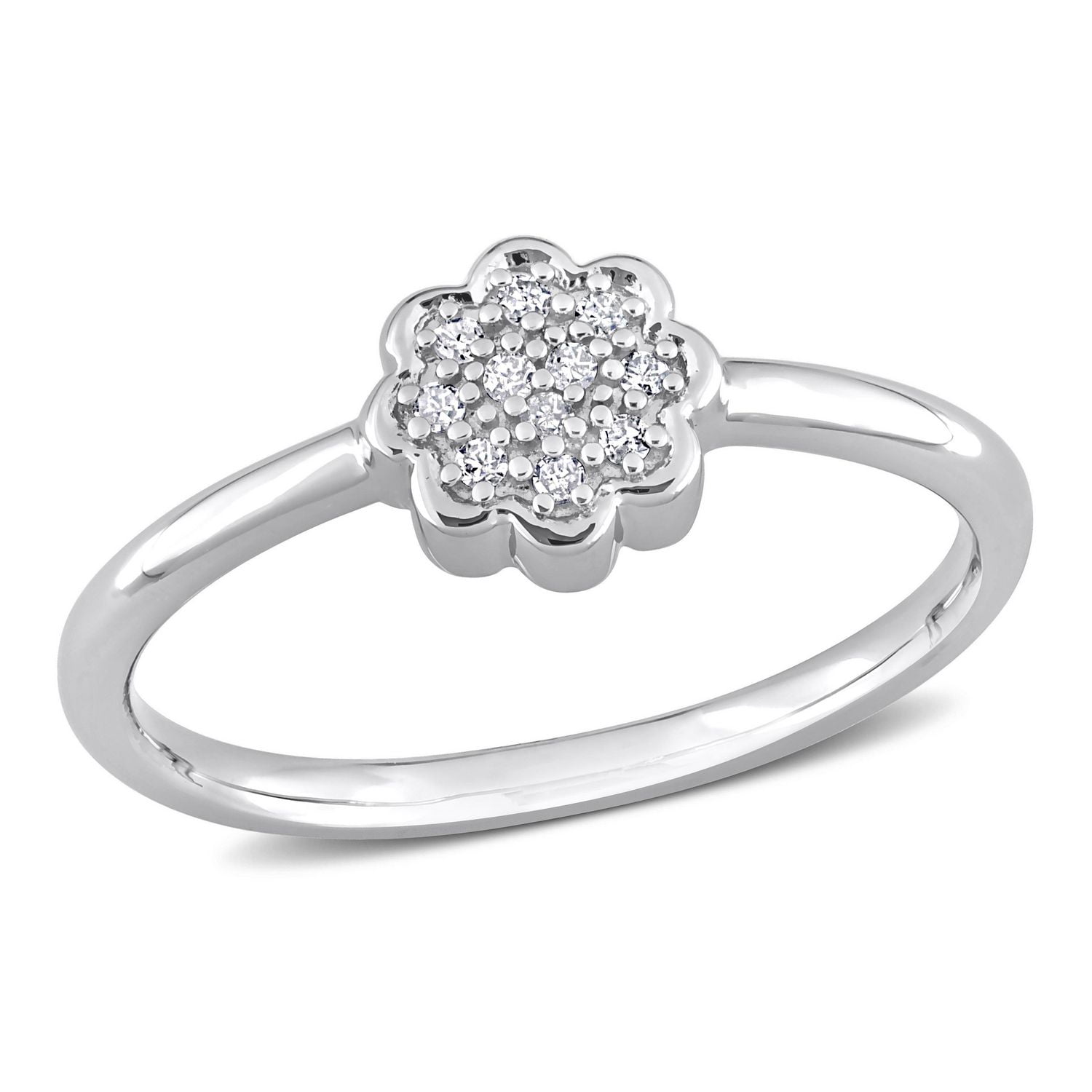 Bague florale de Miabella avec accents de diamants en argent sterling