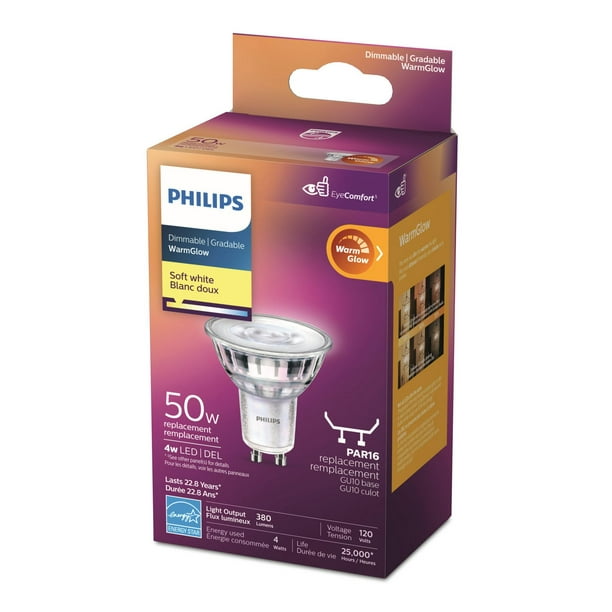 Philips Ampoule halogène de lampes réflecteurs à faisceau large GU10, 50 W,  ens. de 6
