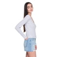 thumbnail image 2 of No Boundaries Women's Seamless Long-Sleeve V-Neck Top, 2 of 6